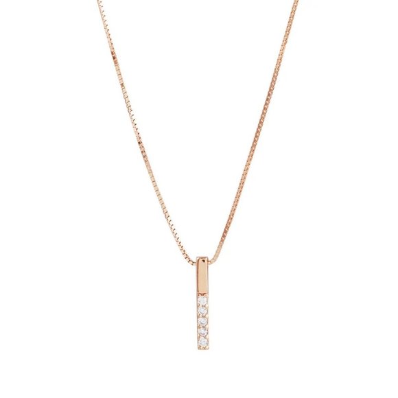 Gold Diamond Strip 925 Sterling Silver Necklace - Picture 14 of 14